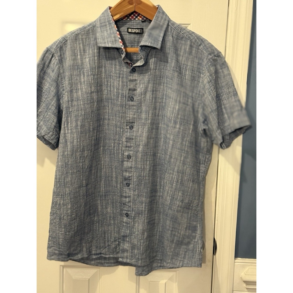 Bespoke  Men's sport Shirt 3XL Blue Classic Preppy Spring Summer Office Casual